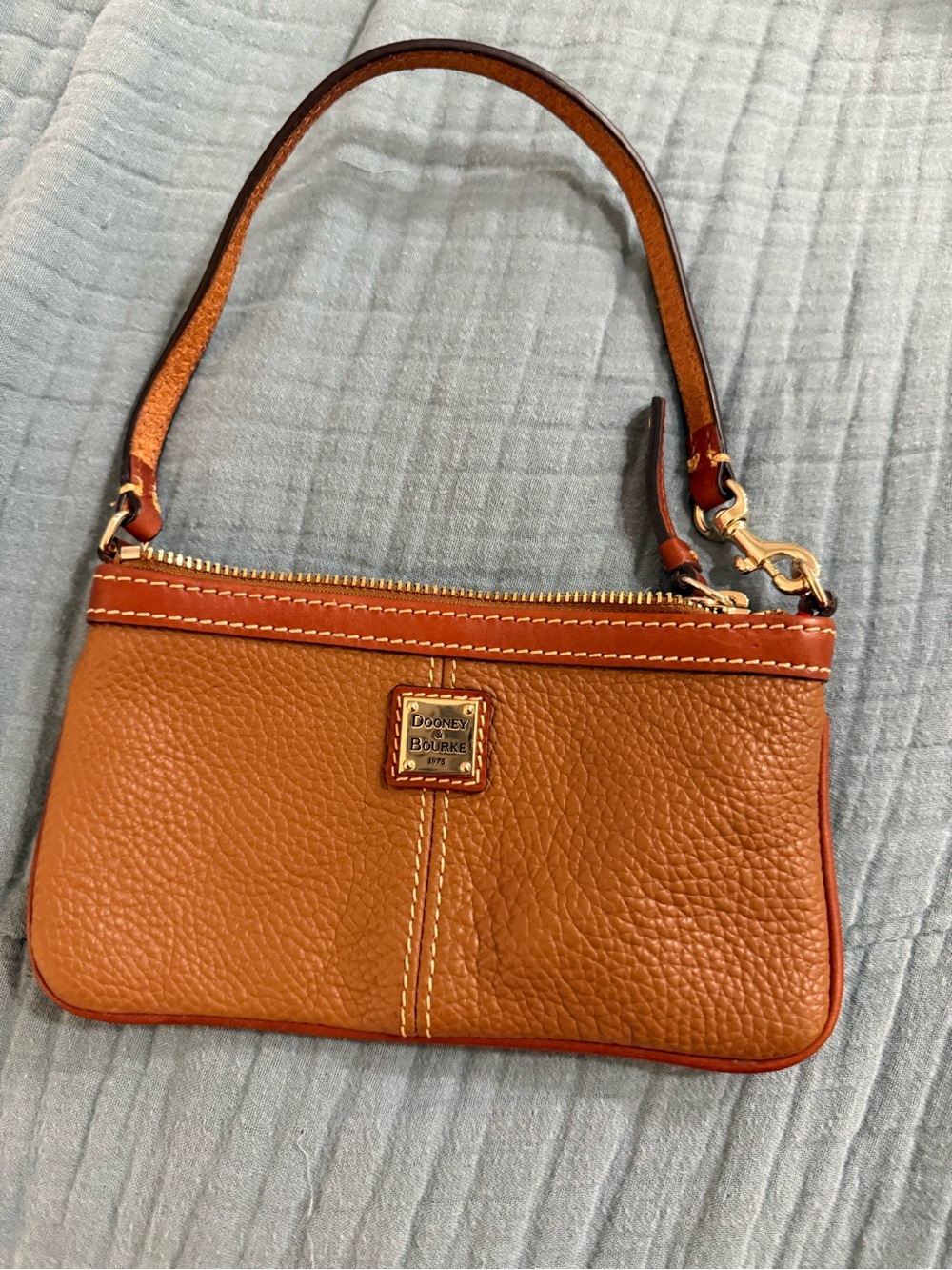 Dooney & Bourke Pebbled Leather Wristlet - Cognac Brown